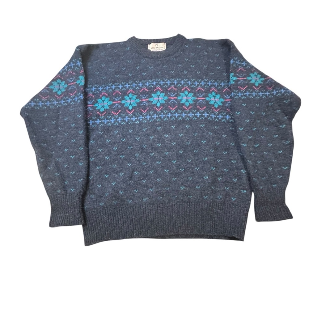 Sierra Woolens Vintage‎ Women’s Shetland Wool Crewneck Fair Isles Sweater M